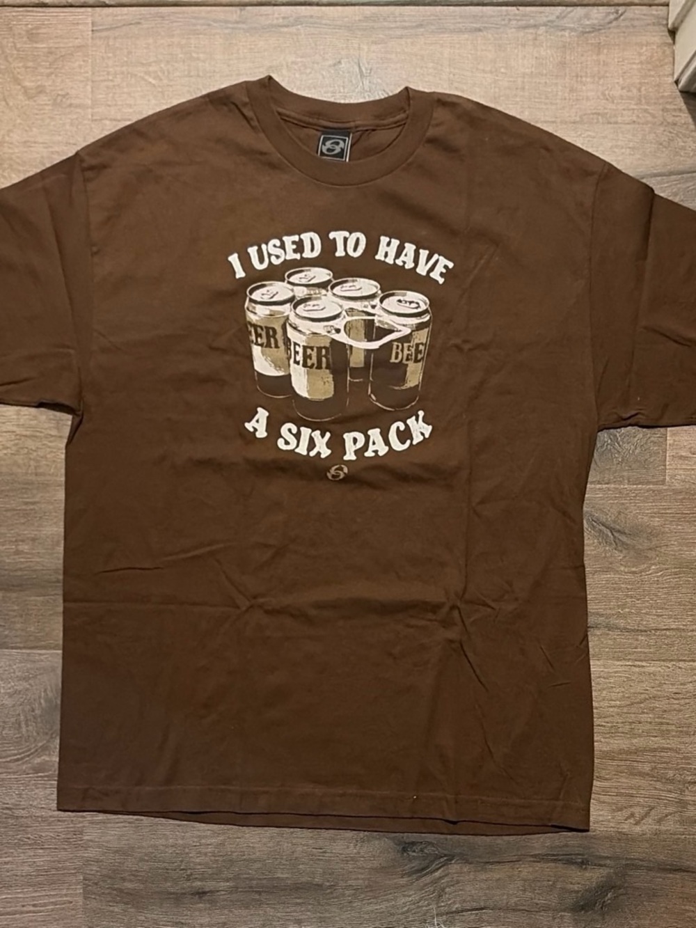 Vintage Anchor Blue Brown Beer Six Pack Graphic T-Shirt XL